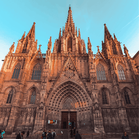 Explore the city's Gothic Quarter – reachable in seventeen minutes on foot