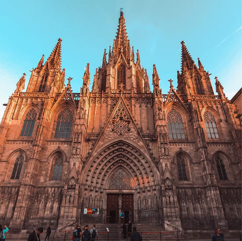 Explore the city's Gothic Quarter – reachable in seventeen minutes on foot