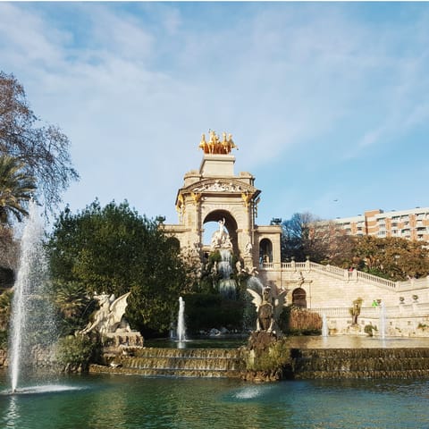 Admire the beautiful Ciutadella Park – an eight-minute walk away
