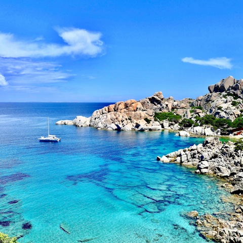 Stay a five-minute drive from ruggedly scenic Capo Testa