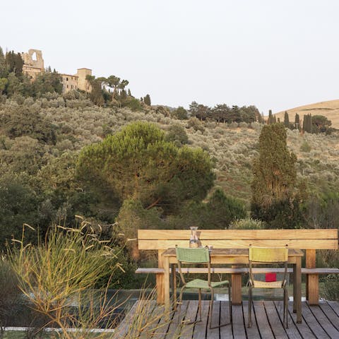 Look out at scenic views of what's left of Montelifrè Castle
