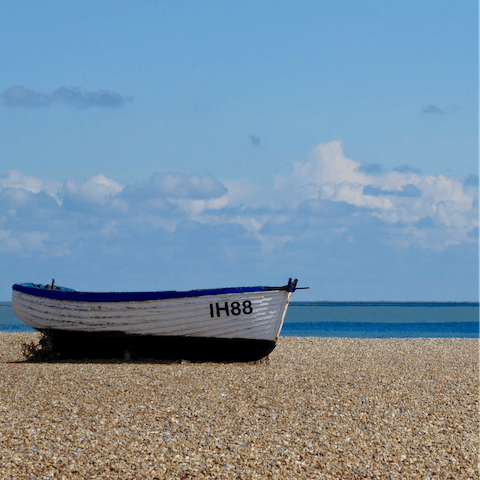 Drive just 9 miles to visit Aldeburgh beach