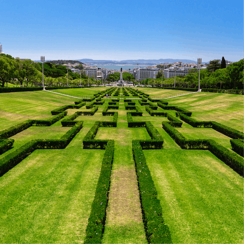 Stroll through the beautifully manicured Parque Eduardo VII, a five-minute walk away