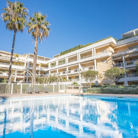 Head down to the communal pool for a swim under the sun
