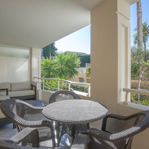 Sit out on the private balcony with a glass of local rosé wine