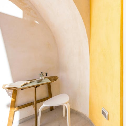 Take your favourite evening drinks onto the little balcony