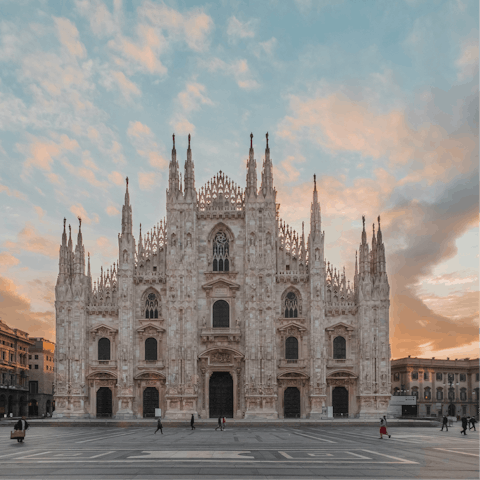 Take a stroll over to Milan's most iconic landmark, just a ten-minute walk away
