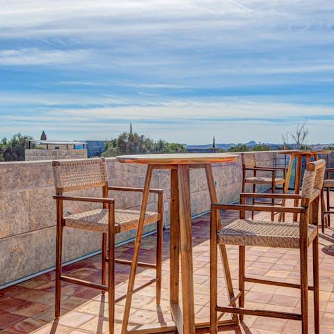 Head up to the roof terrace and enjoy cocktails with a view