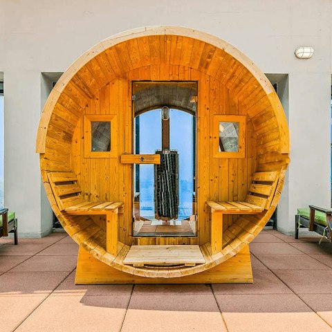 Feel a wonderful sense of wellbeing after a session in the shared sauna