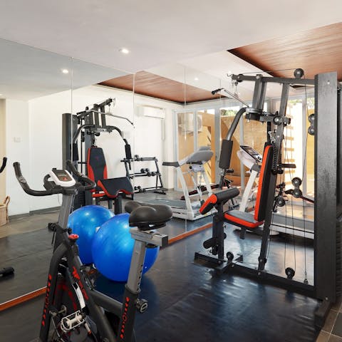 Enjoy a morning workout in the on-site shared gym