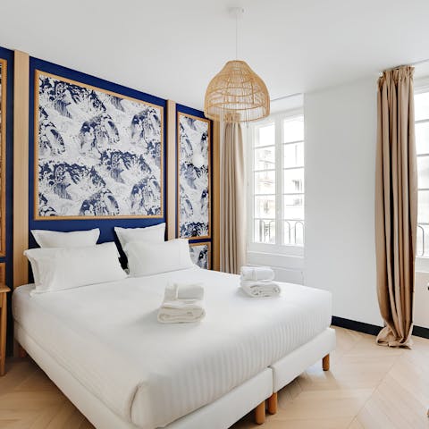 Enjoy the feeling of sinking into bed after a day in the city