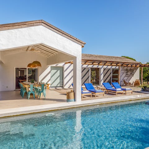 Catch some sun by the private pool or go for a swim to start your day