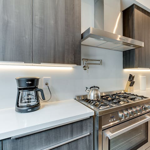 Whip up an indulgent breakfast in your sleek kitchen