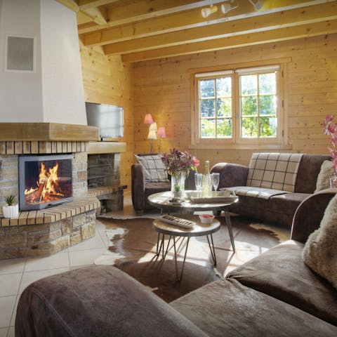 Cosy up by the fire after a day on the slopes