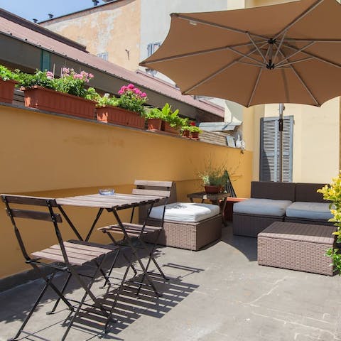 Sit out in the sunshine with an espresso or glass of wine