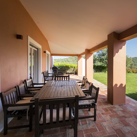 Enjoy leisurely breakfasts on your shaded, natural stone terrace