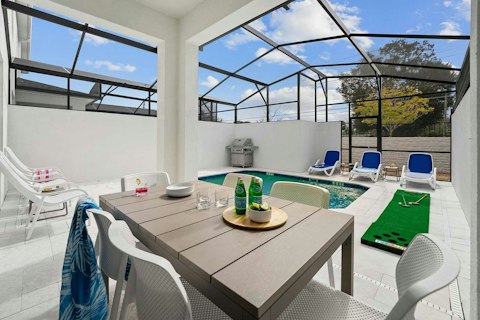 Fire up the barbecue and dine poolside under open skies