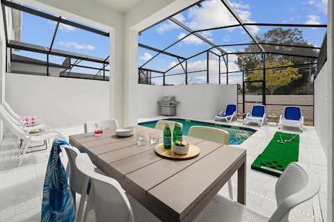 Fire up the barbecue and dine poolside under open skies
