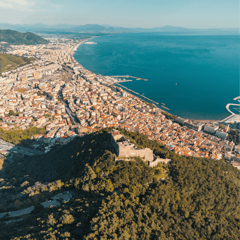 See the sights of Salerno, a short drive or ten-minute walk away