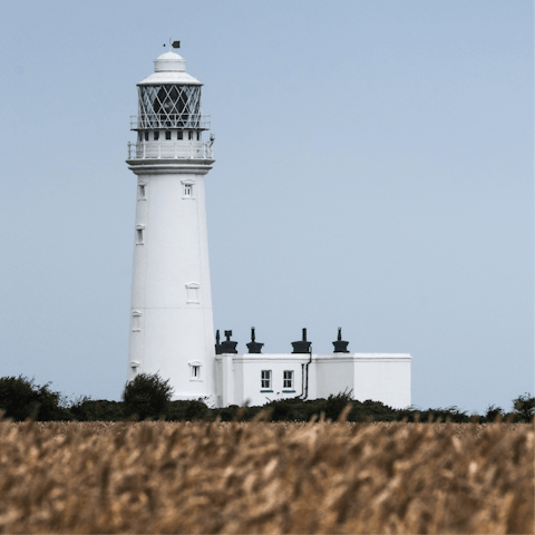 Visit Flamborough Lighthouse, a six-minute drive away