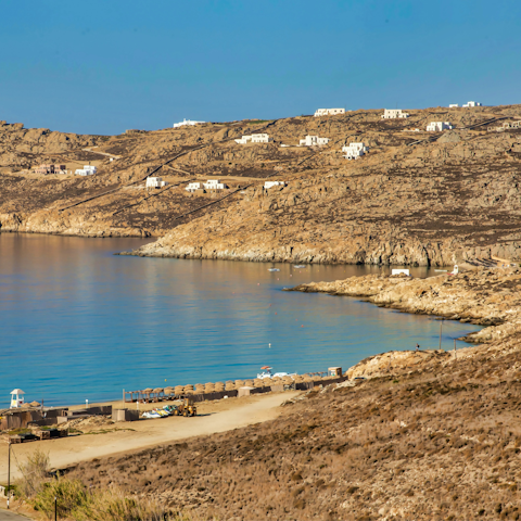 Pack a beach bag and take the short stroll to Elia beach