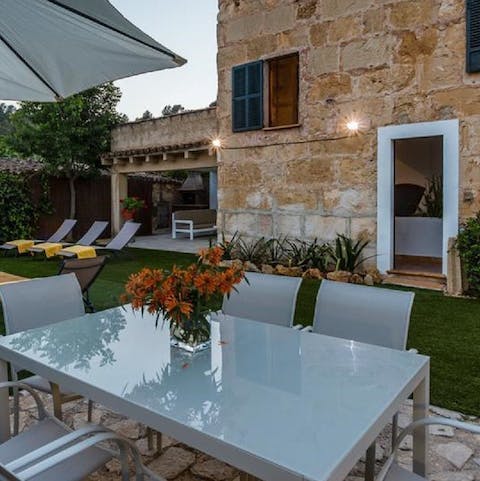 Enjoy some ensaimadas for breakfast at the alfresco dining table