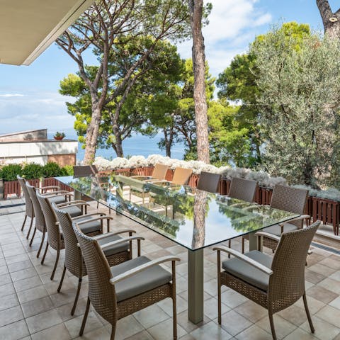 Tuck into Italian favourites at the alfresco dining area