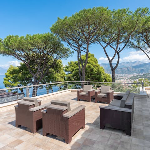 Sip a limoncello on the terrace, overlooking the Bay of Naples