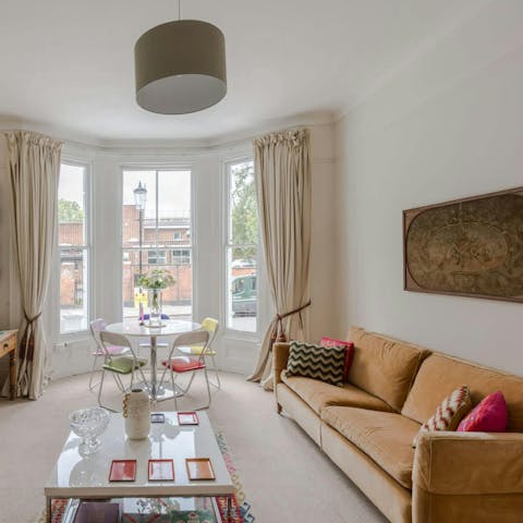Relax with a good book in the light-filled living room