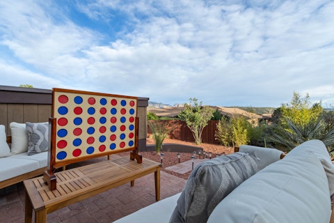 Challenge friends to giant Connect Four with red rock views