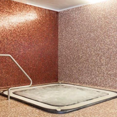 Unwind after a busy day in the communal spa