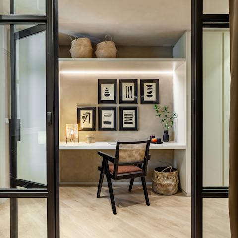 Catch up on work at the dedicated desk space