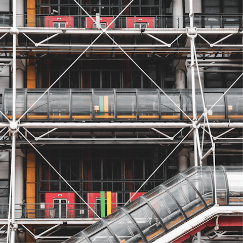 Visit the Pompidou Centre, a twenty-minute wander from this home