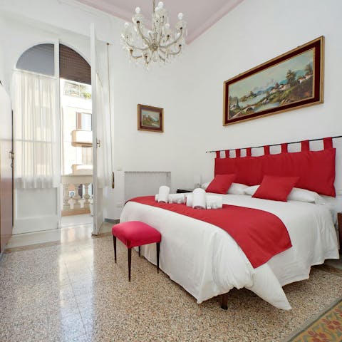 Chill in bed or on the private balcony