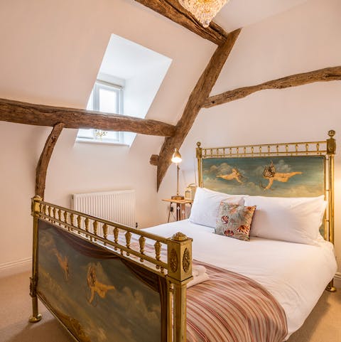 Get a royally good night's sleep in the opulent master bed