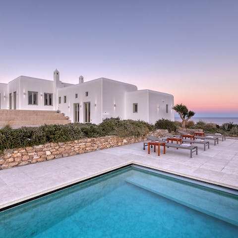 Make a splash in the glittering swimming pool when the temperature rises