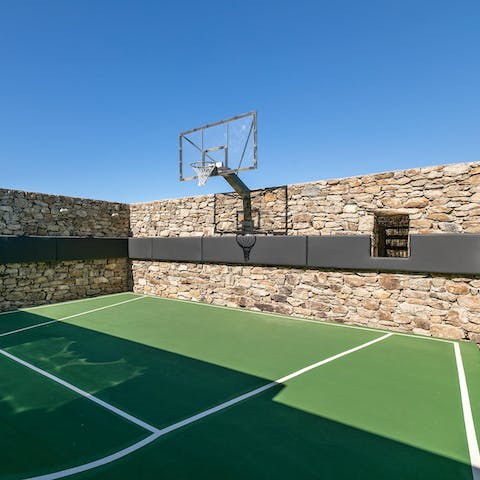 Shoot some hoops on the basketball court