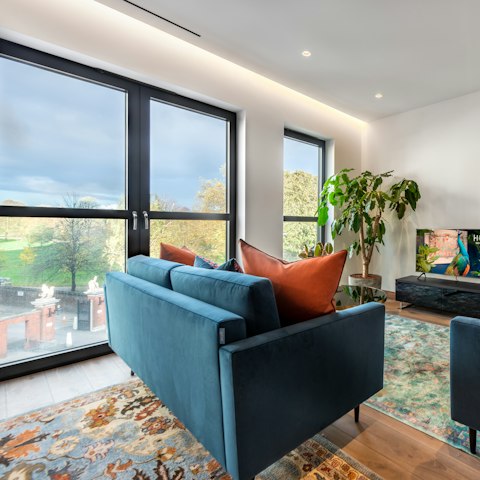 Curl up with morning coffees in the light-filled  lounge