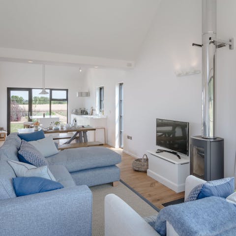 Throw a log on the wood-burning stove and cosy up for a movie night