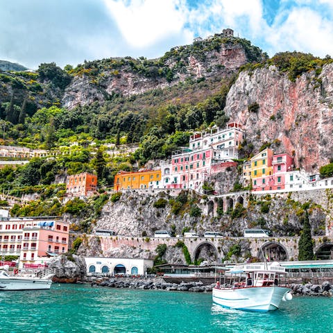 Drive eleven minutes to the Amalfi coast