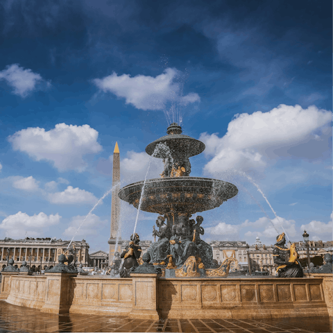 Take a short stroll to the bustling Place de la Concorde