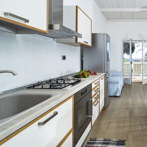 Experiment with Italian-style cooking in the well-outfitted kitchen