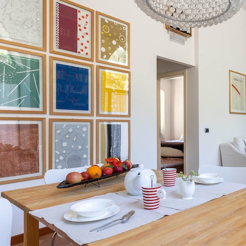 Enjoy the colourful artwork while you tuck into breakfast