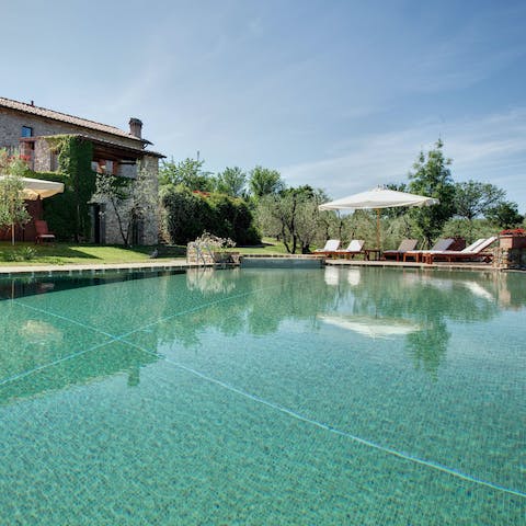 Slip into the refreshingly cool private pool after sunbathing