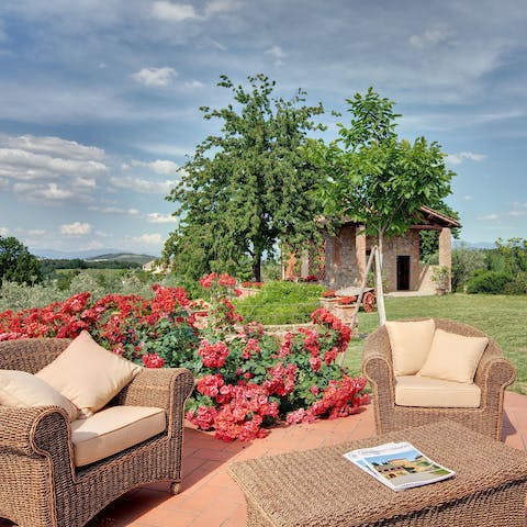 Grab a book and a glass of wine to enjoy in the garden
