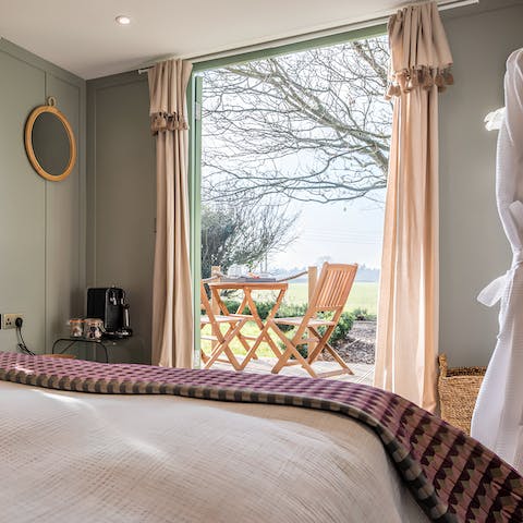 Soak up the unspoilt rural vistas with morning coffees on the private deck