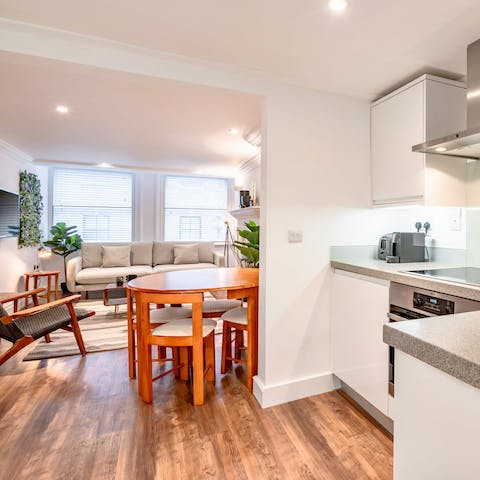 Relax in a spacious open-plan apartment with all of the mod-cons
