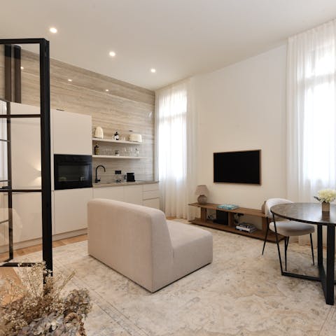 Chill out back home after a long day on your feet