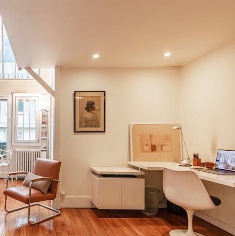 Fire off some emails from your sleek desk space
