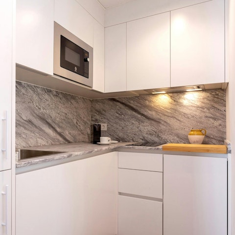 Whip up breakfast in the sleek kitchen or go out for churros